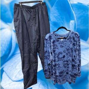 D&Co women’s plus size 3X fleece long sleeve pullover shirt track pants outfit